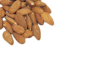 Almonds on white background