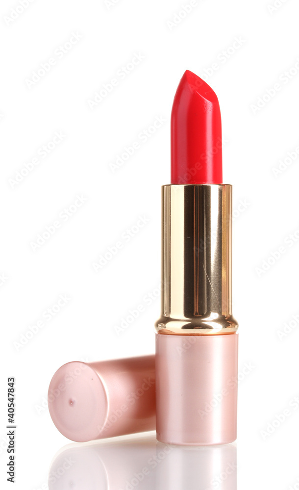 beautiful red lipstick isolated on white