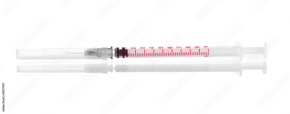 Insulin syringe isolated on white