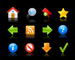 Wall Mural - web site icons - gel series // black background