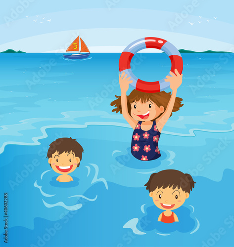 Plakat na papierze fotorealistycznym Dzieci na plaży