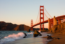 Golden Gate Bridge In San Francisco At Sunset