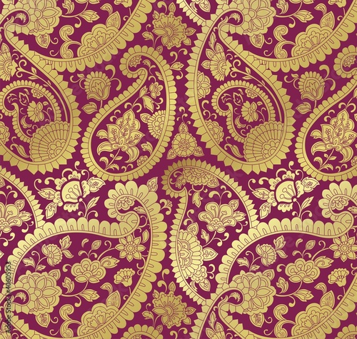 Tapeta ścienna Tradycyjny paisley kwiatowy wzór, tekstylia, Radżastan, Indie
