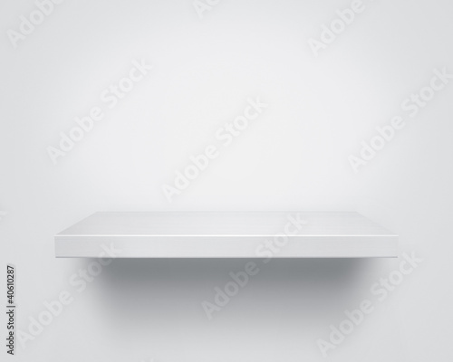 Empty White Wooden Shelf At The Wall This Stock Photo And Empty White Wooden Shelf At The Wall