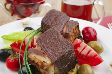 Poster - steak garnished with baked apples