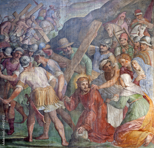 Fotoboard na płycie Rzym - Jezus Chrystus pod krzyżem - santa prassede