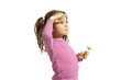 © alexandre zveiger - girl with a lollipop, isolated on white background