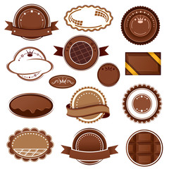 Set of chocolate badges and labels