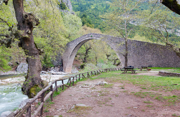 Arched stone bridge of Pyli (built 1514 AD), Thessaly, Greece