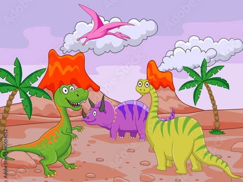 Naklejka na szybę Dinosaur cartoon