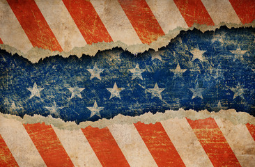 Wall Mural - grunge ripped paper usa flag pattern
