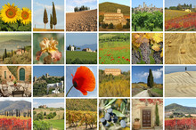 Collage With Fantastic Tuscan Landscape, Italy, Europe