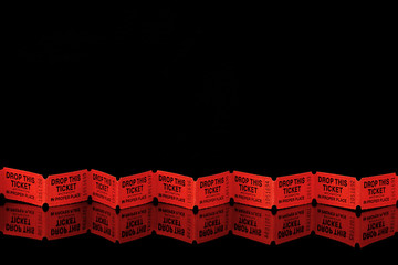 Red tickets on black