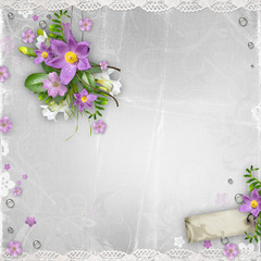 Canvas Print - vintage background with spring flowers