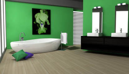 Wall Mural - Green Bathroom Interior Design