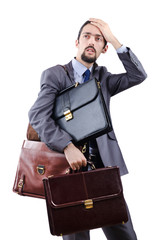 Wall Mural - Businessman with briefcase on white