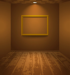 Sticker - Brown room with wooden floor and frame on the wall