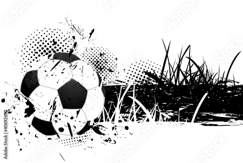 Naklejka - mata magnetyczna na lodówkę Grunge background with soccer ball