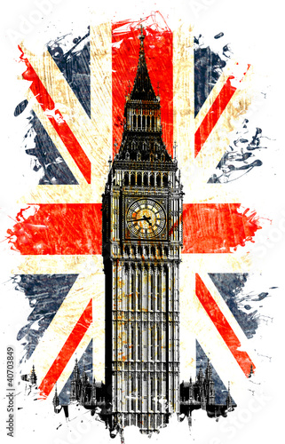 Naklejka na szybę drapeau anglais big ben vertical