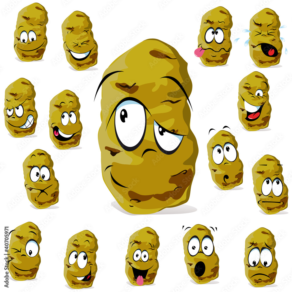 potato cartoon with many expressions isolated wall mural wallpaper murals hanaschwarz wallsheaven