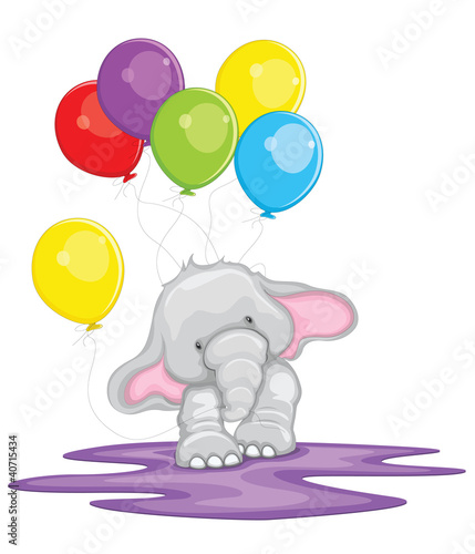 Naklejka - mata magnetyczna na lodówkę Elephant with Balloon