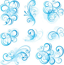 Blue Decorative Swirling Flourishes