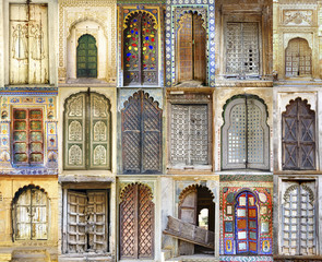 Fototapete - Collage of the ancient Indian doors