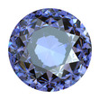 Round blue gemstone on white background.  Benitoit. Sapphire. Io
