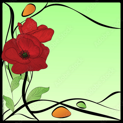 Plakat na zamówienie original art nouveau frame with poppies