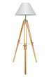 floor lamp for three wooden legs on a white background