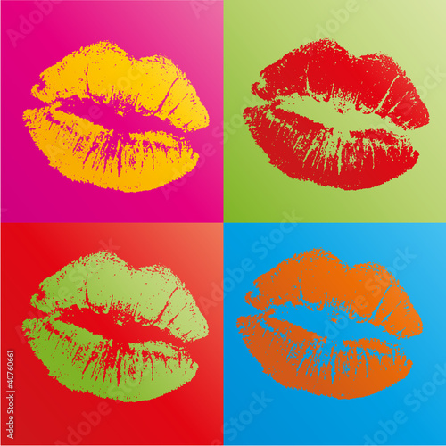 Plakat na papierze fotorealistycznym Szminka pocałunek stylu pop art