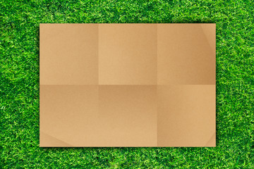 Aufkleber - Brown Crumpled paper on Grass background