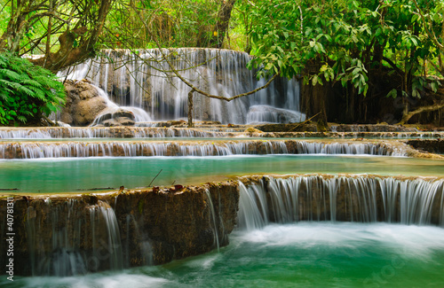 Obraz na płótnie canvas dwuczęściowy "dyptyk" Wodospad Kuang si, luang prabang, Laos
