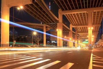 night traffic under the viaduct