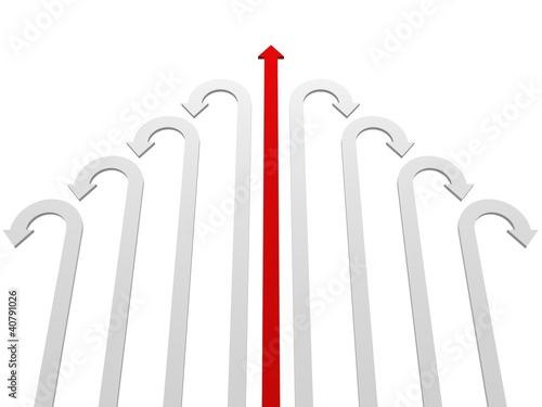 Success winner red leader arrow in white group