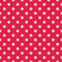 Pink Dots, Red Background Retro Seamless Vector Pattern