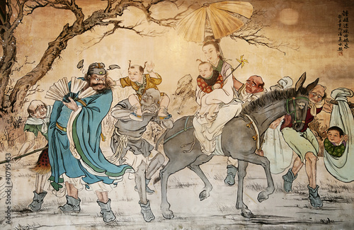 Nowoczesny obraz na płótnie Chinese classic wall drawing