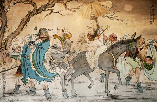 Naklejka na szybę Chinese classic wall drawing