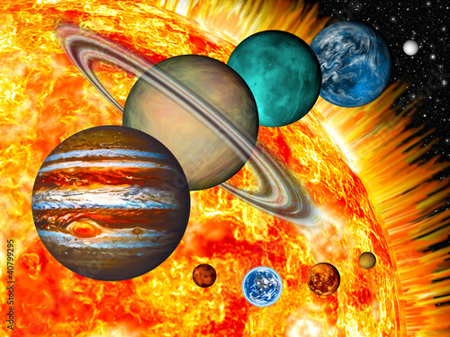 Naklejka na meble Solar System: the comparative size of the planets and Sun.