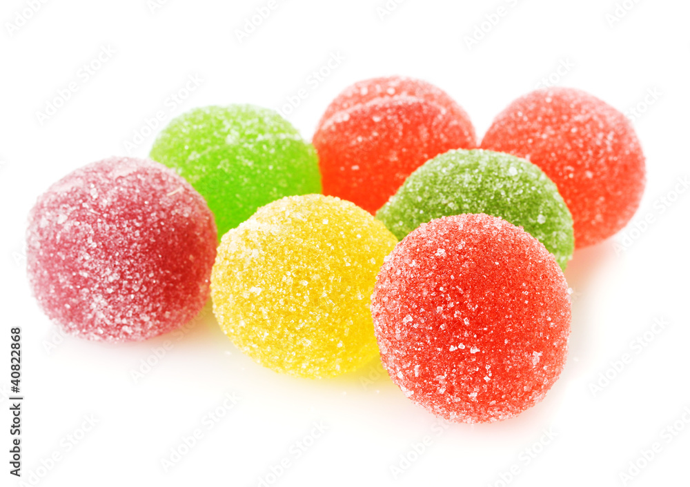 colorful jelly candies isolated on white