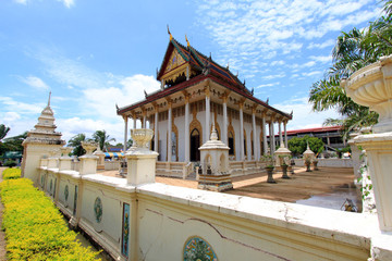 Beautiful temple in Thailand with blue sky