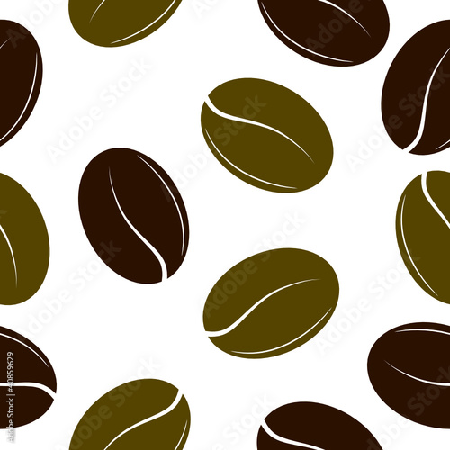 Naklejka dekoracyjna Black and green coffee beans. Seamless texture