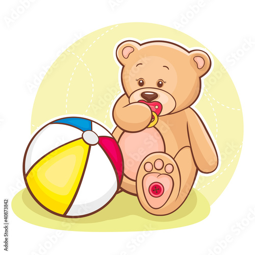 Naklejka dekoracyjna teddy baby with ball