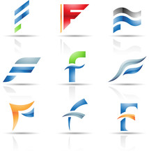 Vector illustration of glossy icons based on the letter F