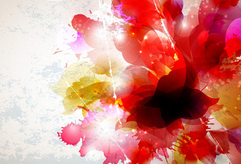 Fotomurales - Abstract background with red and pink elements formed flower