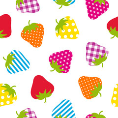 Wall Mural - Seamless Pattern Strawberries Colour