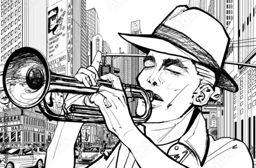 Nowoczesny obraz na płótnie trumpeter in new-york