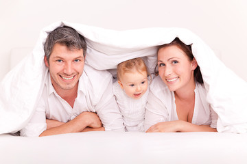 Wall Mural - familie im bett