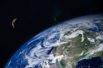 Wall Mural - planet earth and moon