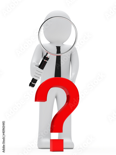 Fotografía businessman magnifying glass question mark